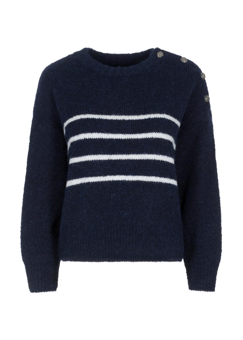 Granatowy sweter damski w paski SWEDT-0200-69(Z23)-04