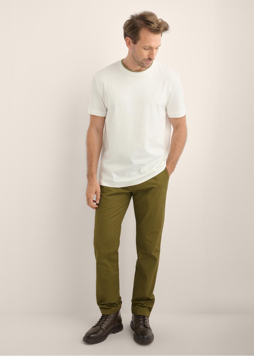 Kremowy bawełniany gładki T-shirt męski TSHMT-0155-0B(Z26)