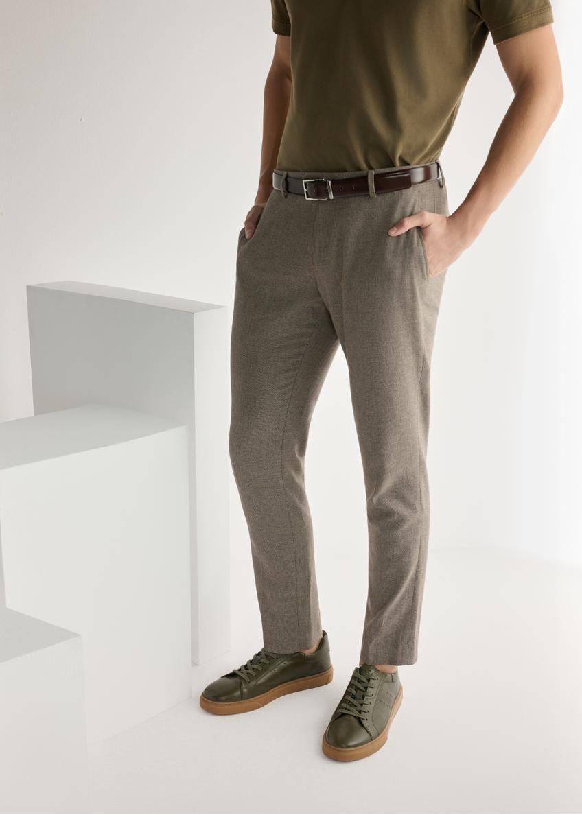 Skórzane sneakersy męskie khaki BUTYM-0486-8D(W26)