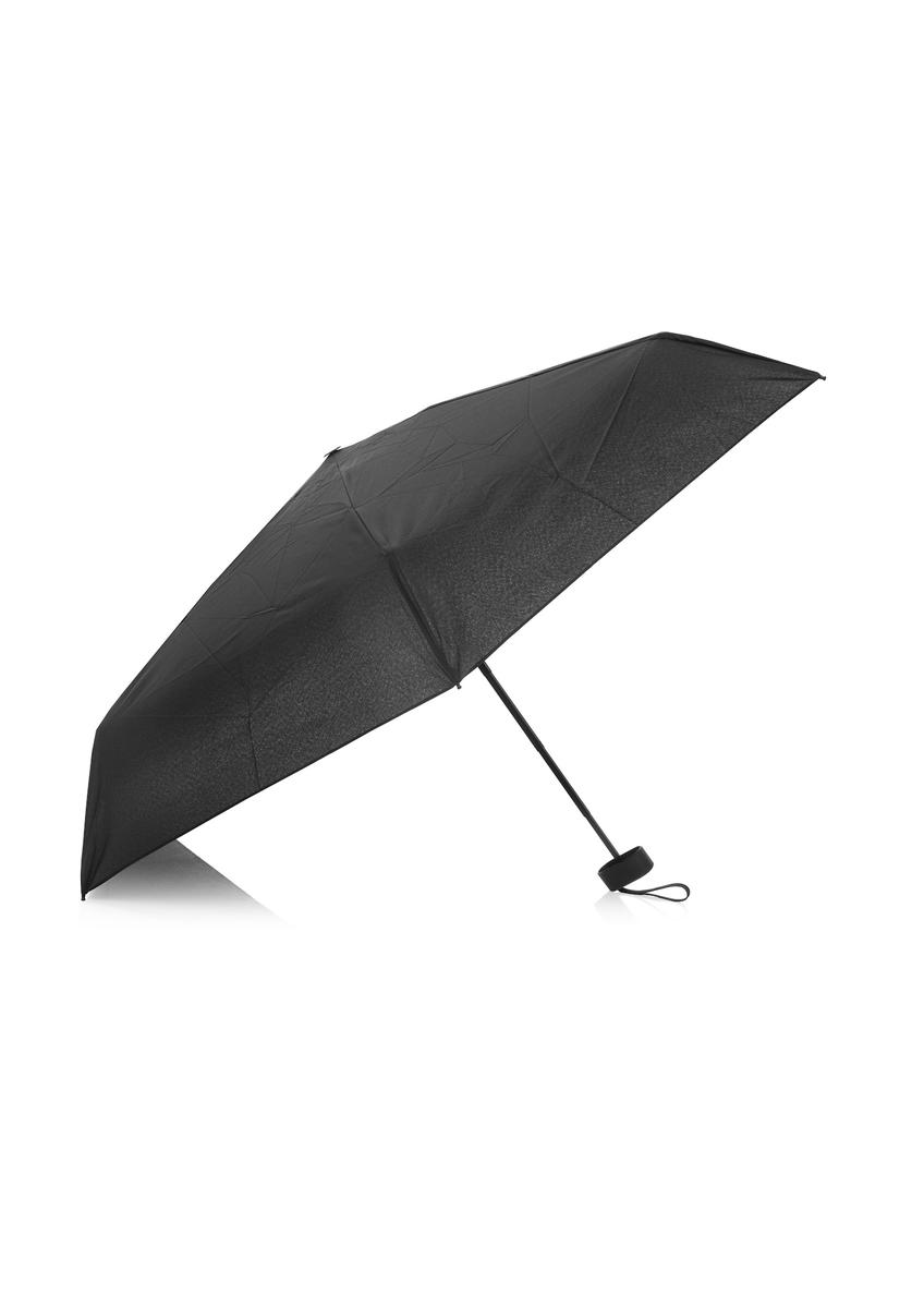 Czarny parasol damski z etui PARSD-0038-99(W25), widok rozłożonego produktu na białym tle.
