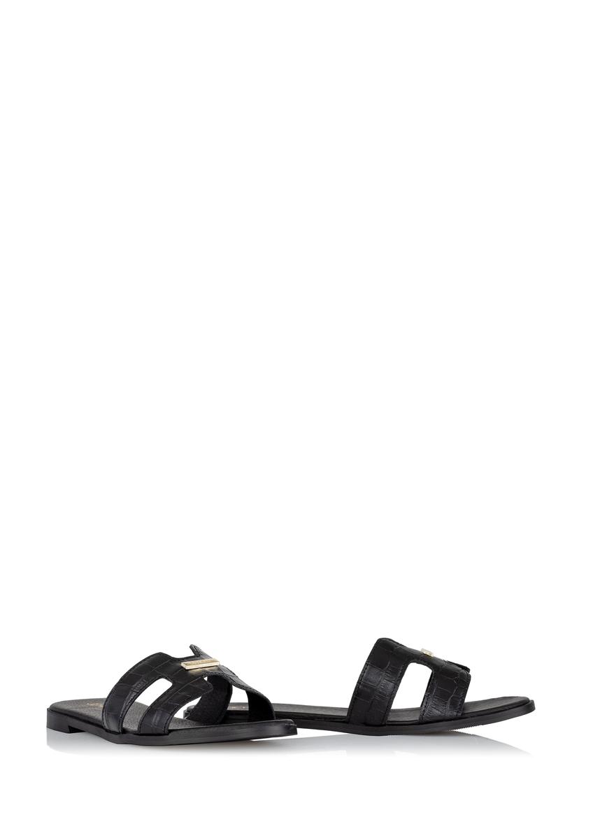 Czarne klapki damskie croco BUTYD-0725C-98(W25)
