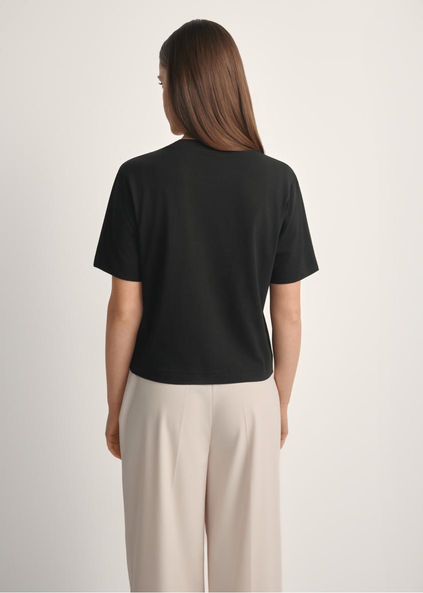 Bawełniany czarny T-shirt damski TSHDT-0138-99(W26)