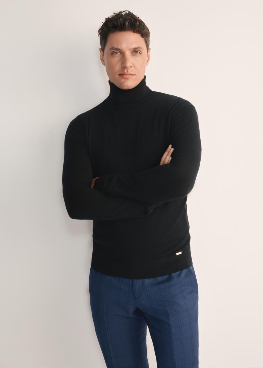 Czarny wełniany sweter męski z jedwabiem SWEMT-0185-99(Z25)