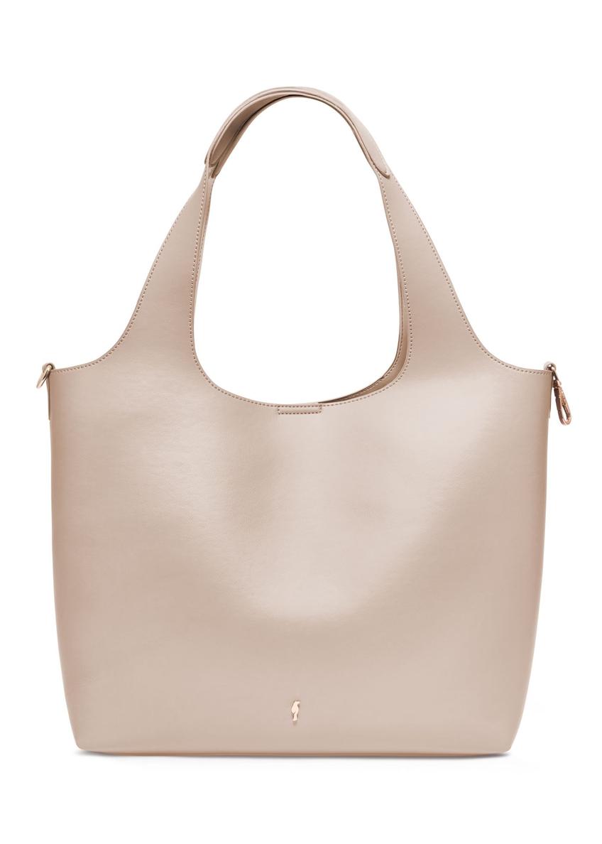 Torebka shopper damska w kolorze ecru TOREC-1259-0B(Z26) - widok produktu z przodu, na białym tle.