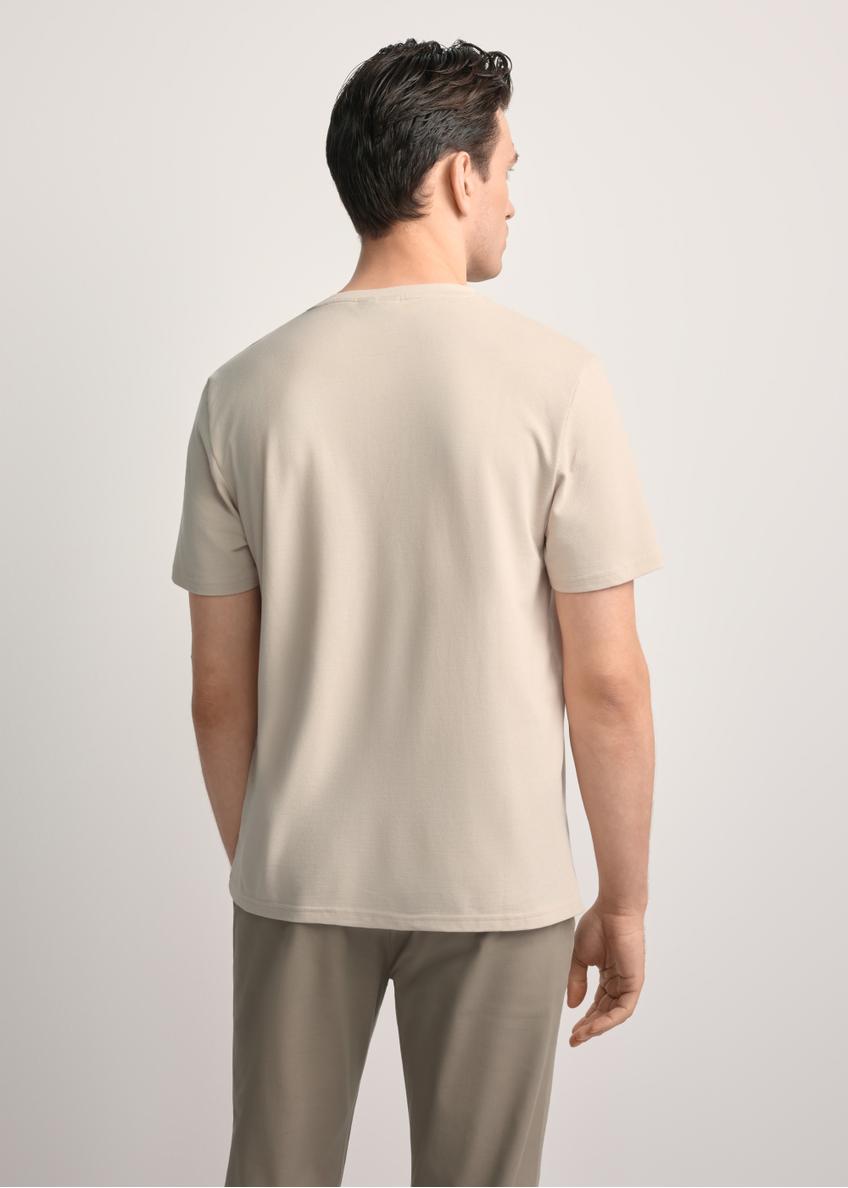 Beżowy bawełniany t-shirt męski TSHMT-0129-80(Z25)