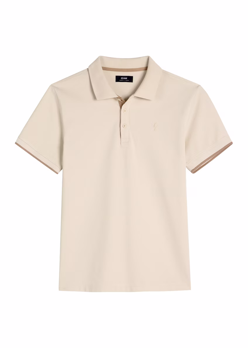 Jasnobeżowa koszulka polo z bawełny POLMT-0045B-1A(W26)