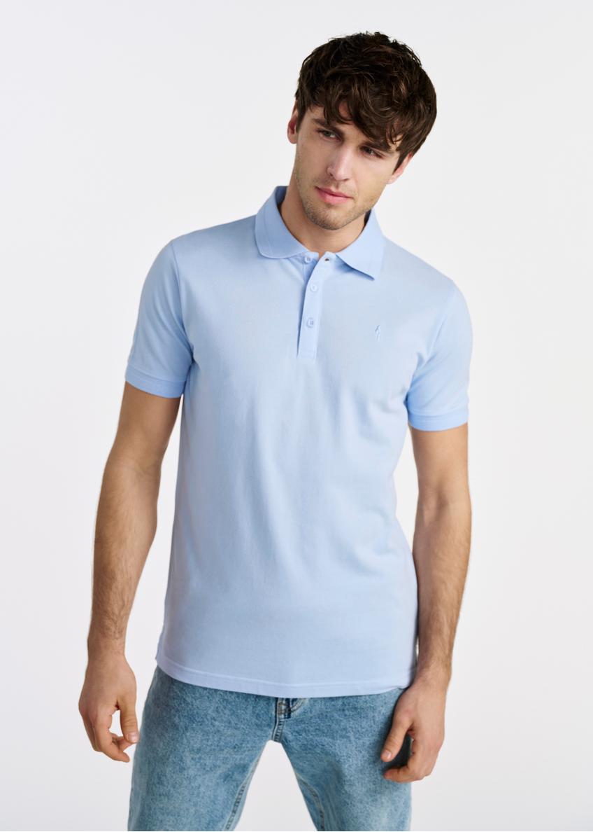 Błękitna koszulka polo męska POLMT-0078-62(W25)-01
