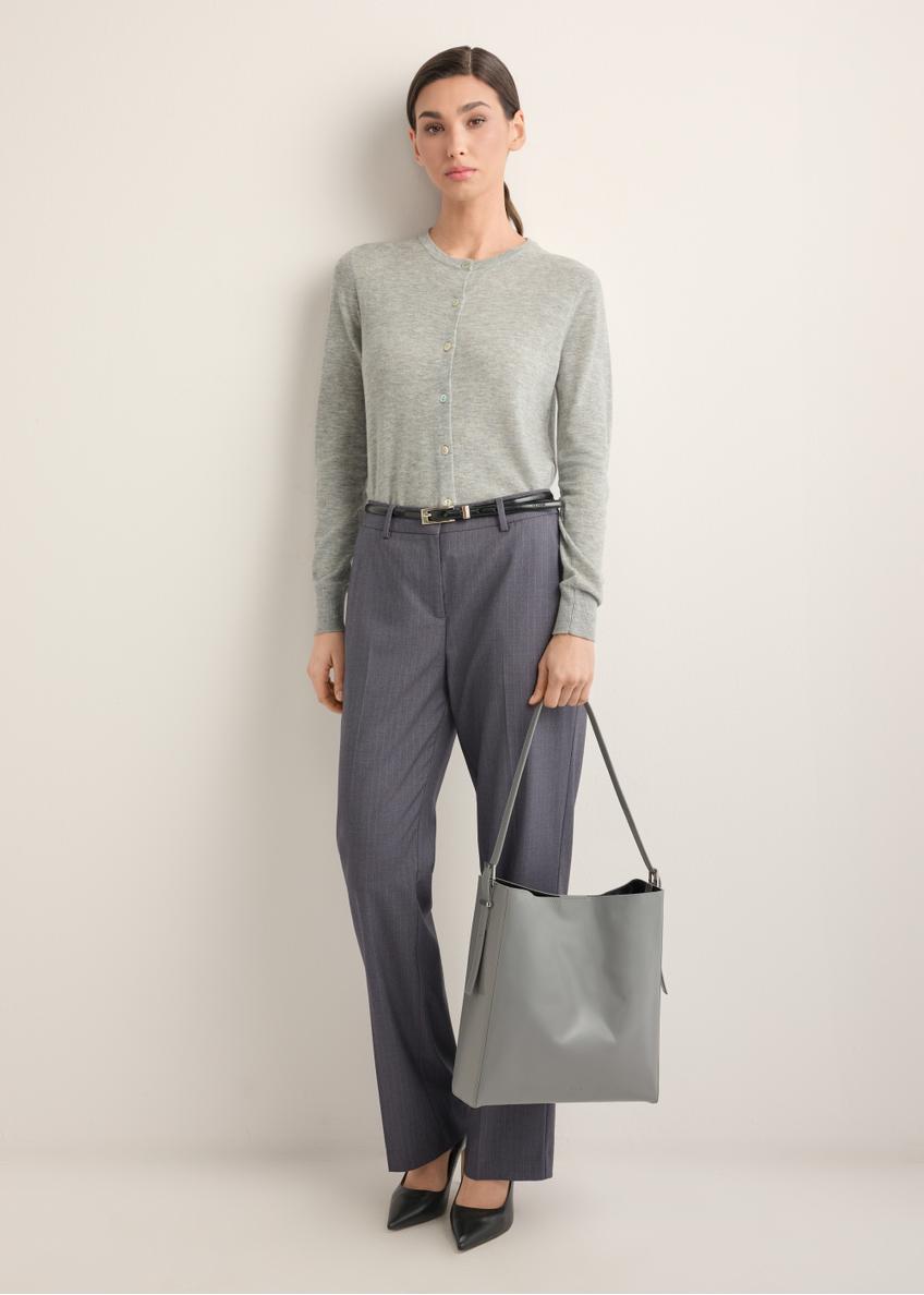 Grafitowa skórzana torebka shopper TORES-1436-9D(Z26)