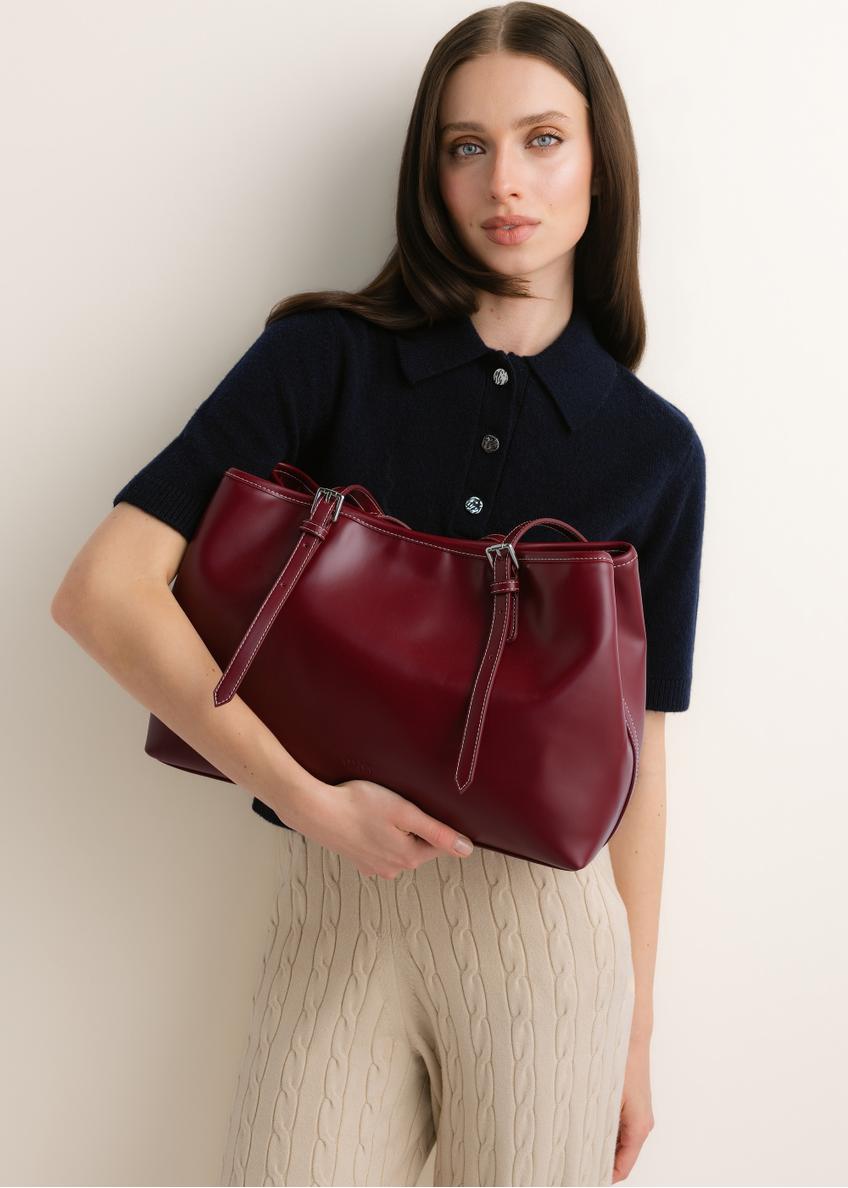 Bordowa duża torebka shopper TOREC-1381-4C(Z26)