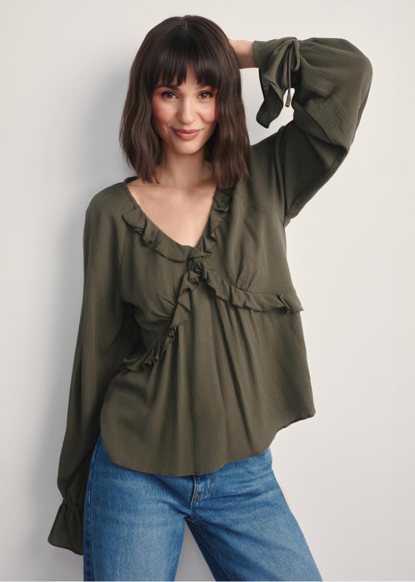 Bluzka damska w kolorze khaki BLUDT-0194-55(Z25)