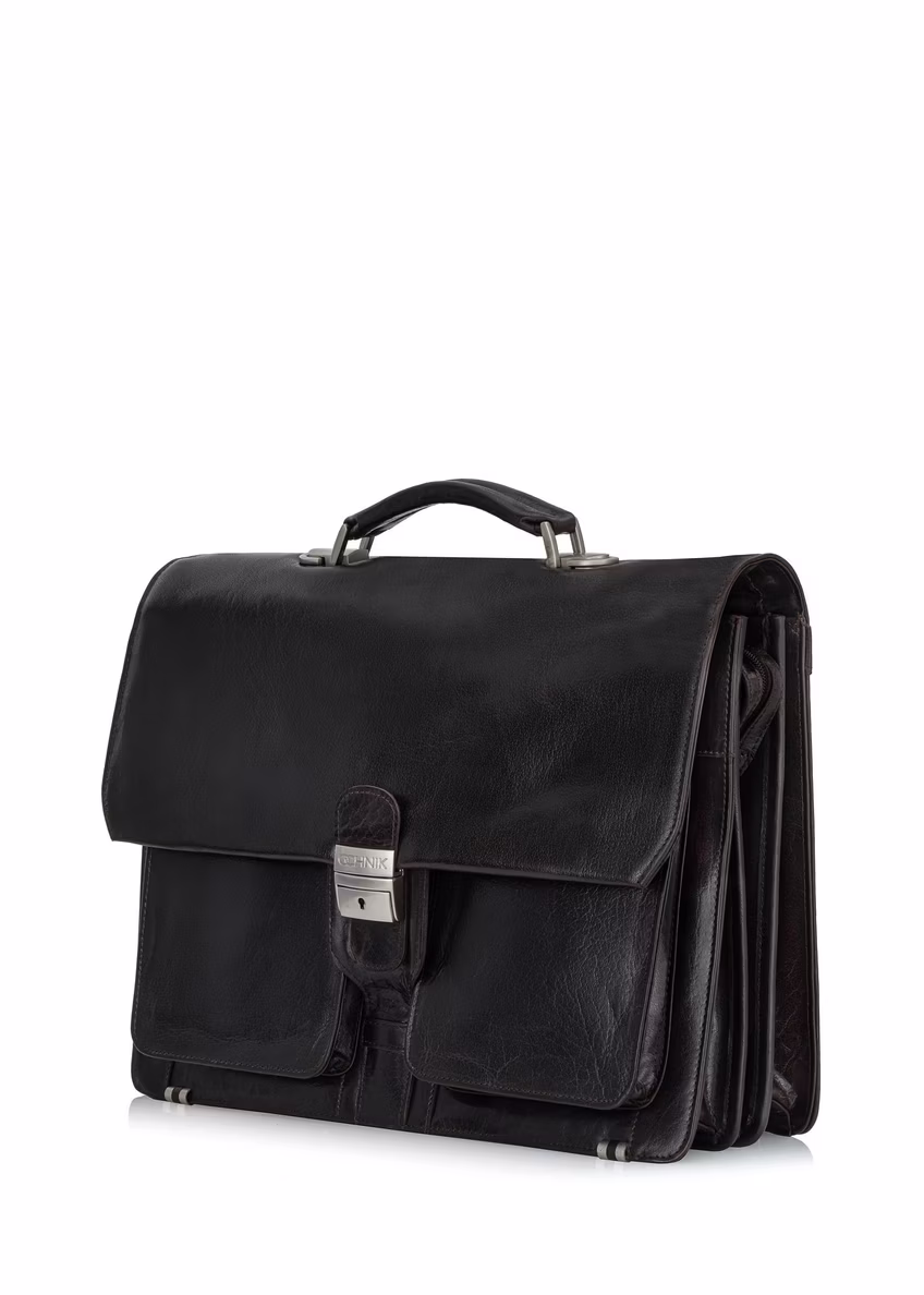 Ciemnobrązowa skórzana teczka na dokumenty VB-203A-90(KS)