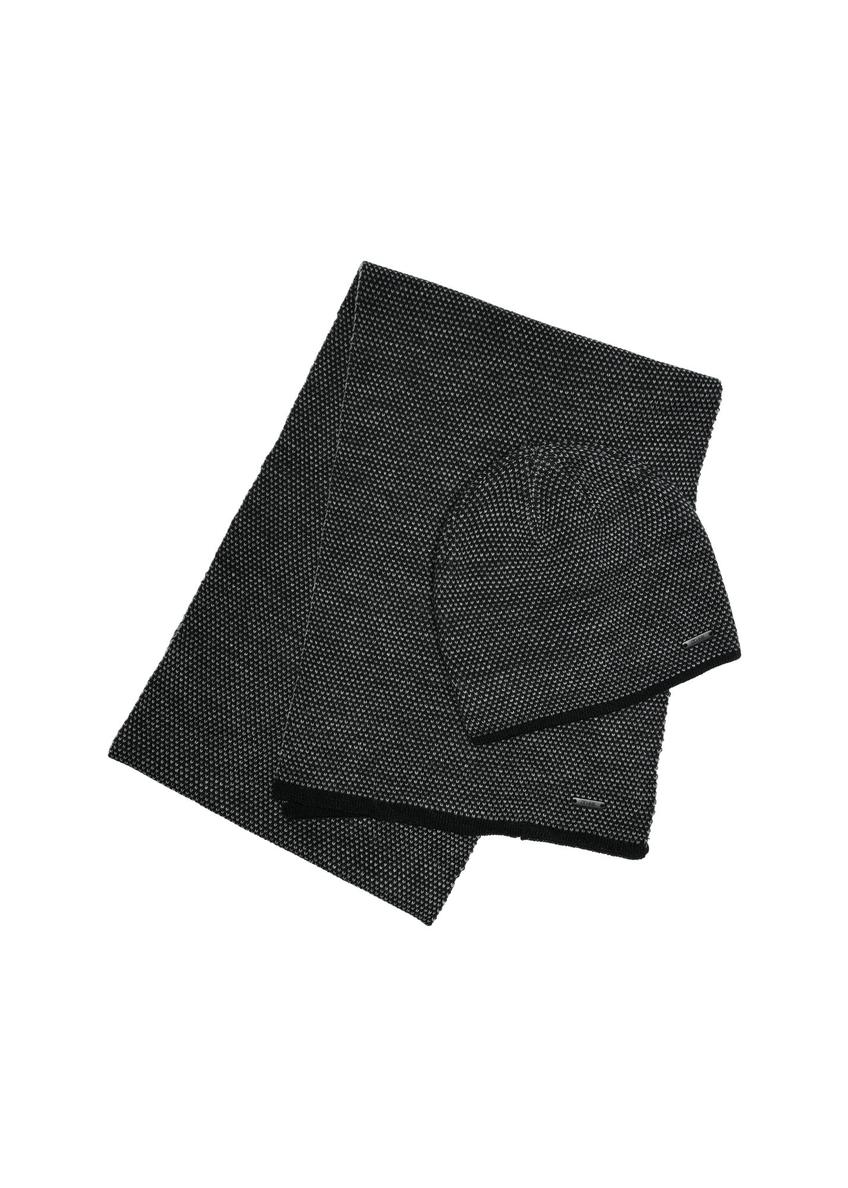 Czarny zestaw męski z czapką i szalikiem ZESTM-0006-98(Z25)