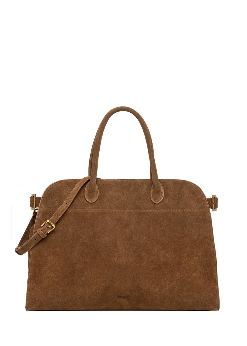 Koniakowa skórzana torebka damska typu shopper TORES-1412-1F(Z26)