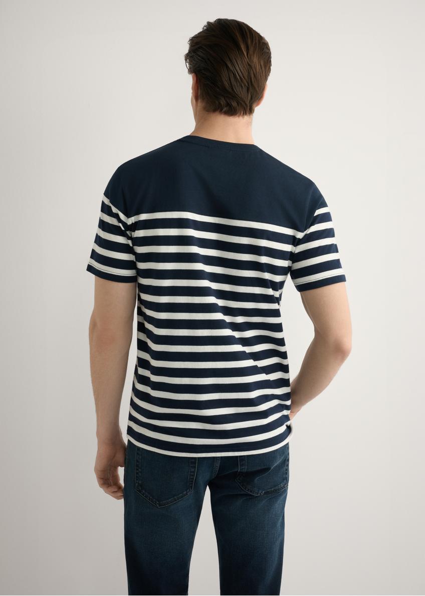 T-shirt granatowy męski w paski TSHMT-0139-7E(W26)