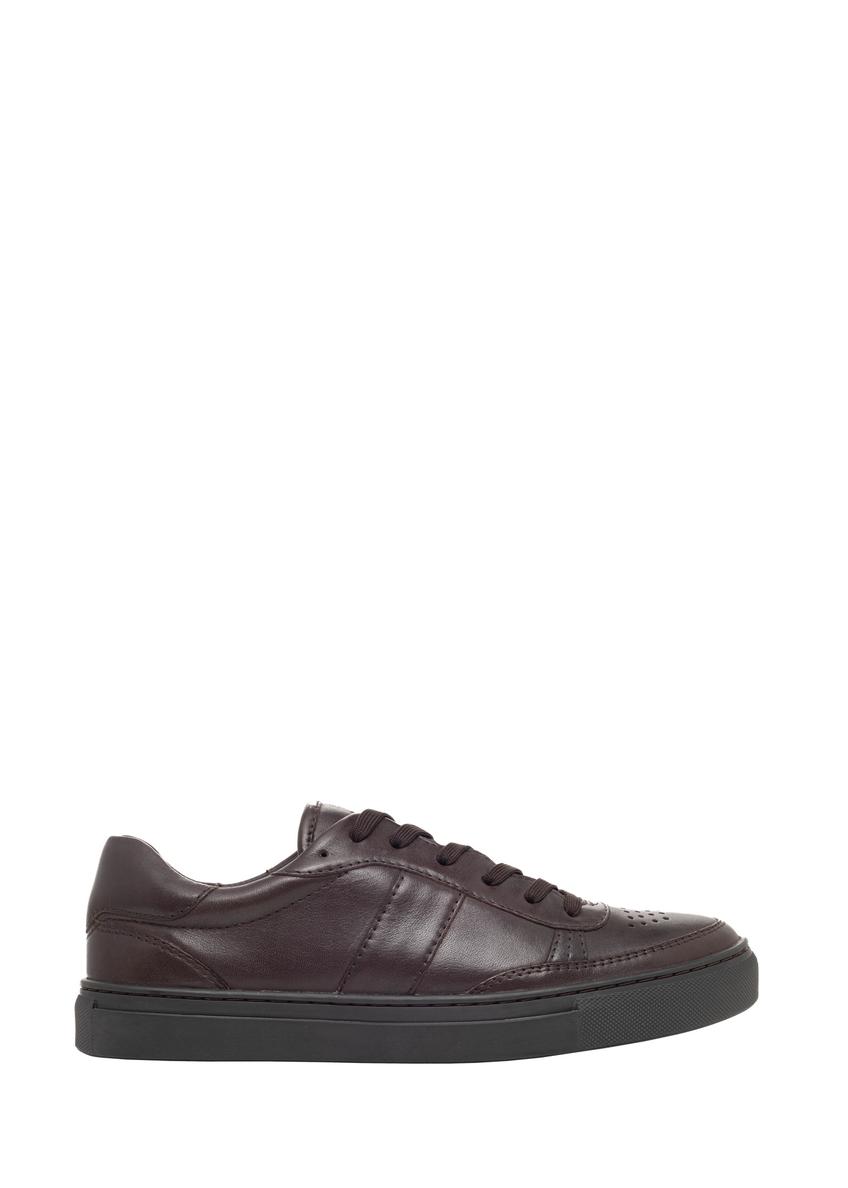 Skórzane sneakersy damskie w kolorze ciemnobrązowym BUTYD-1294-1I(Z26)