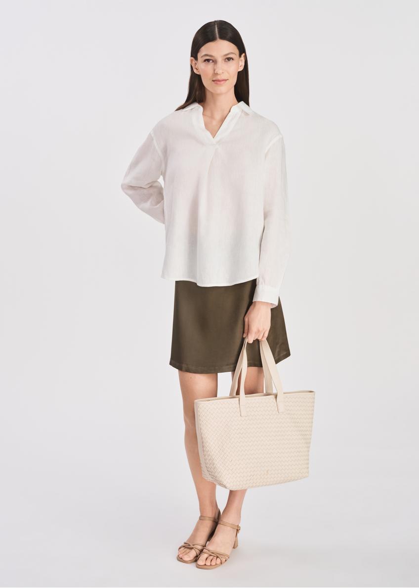 Skórzana kremowa torebka shopper damska TORES-1107-12(W25)