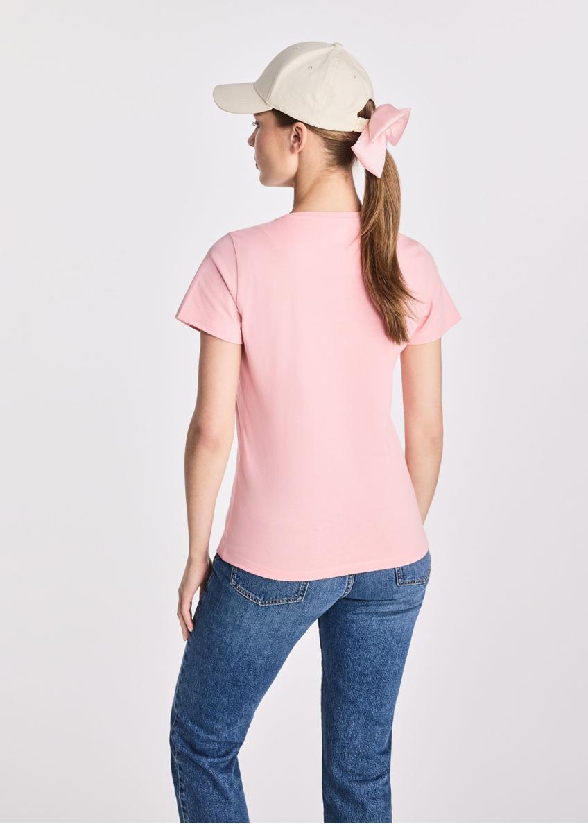 Różowy t-shirt damski z logo TSHDT-0133-34(W25)