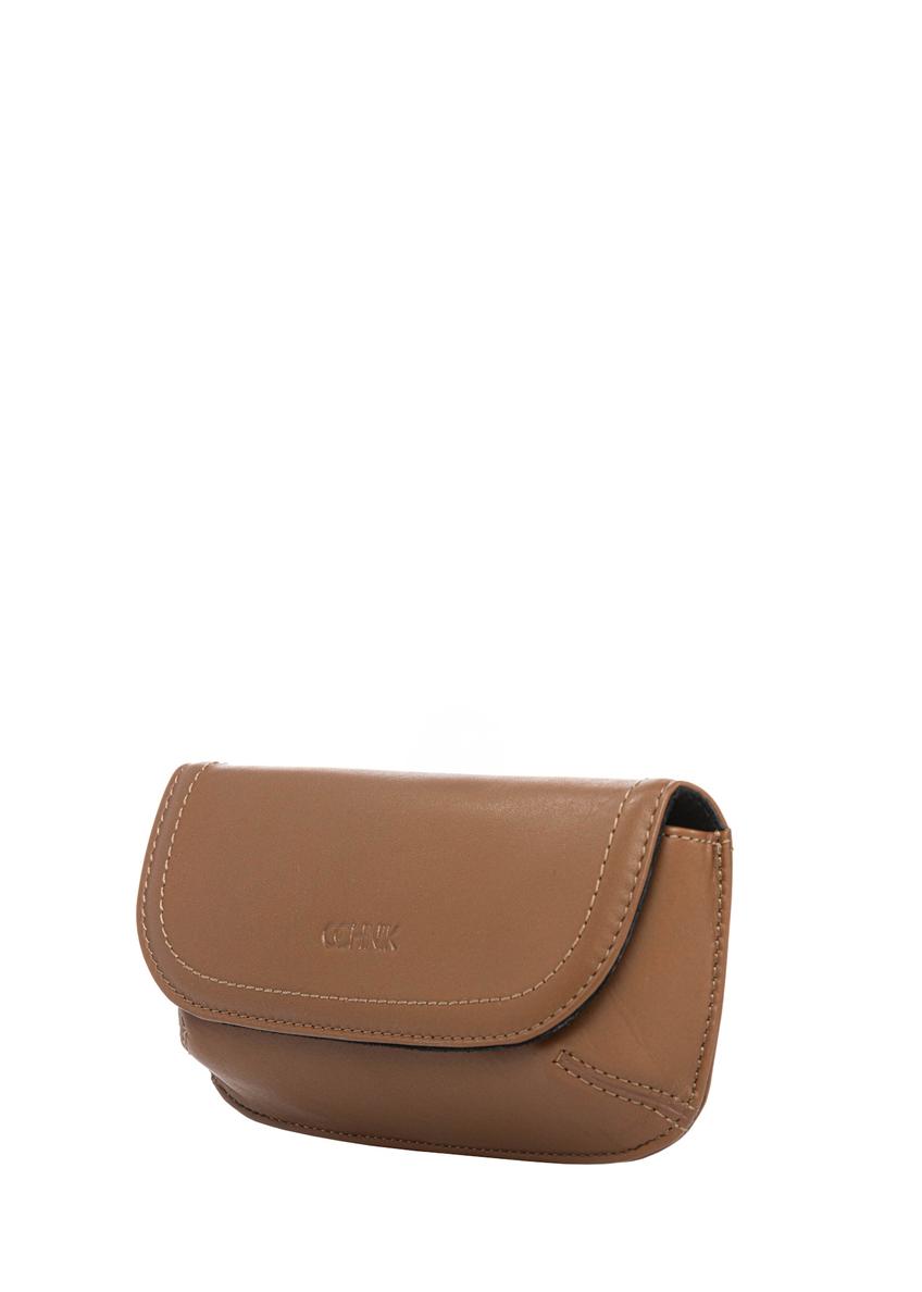 Skórzane etui w kolorze camelowym PORMS-0698-1D(W26)