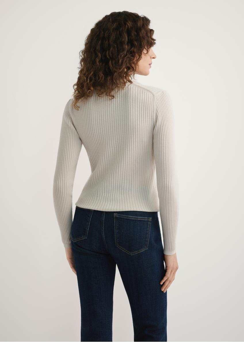 Beżowy wełniany sweter damski SWEDT-0259-1B(W26)