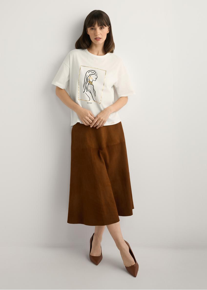 Biały T-shirt damski z nadrukiem TSHDT-0153-0B(W26)