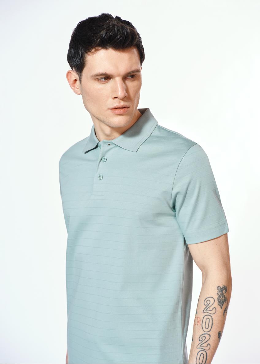 Bawełniana miętowa koszulka polo POLMT-0076-53(W25)