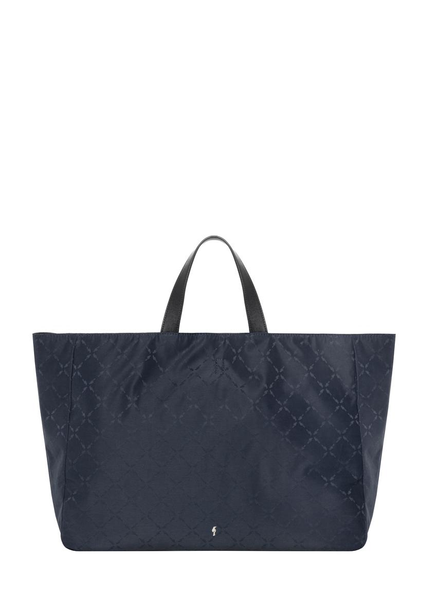 Granatowa shopperka damska z monogramem TOREN-0358-7E(Z26), widok produktu z przodu na białym tle.