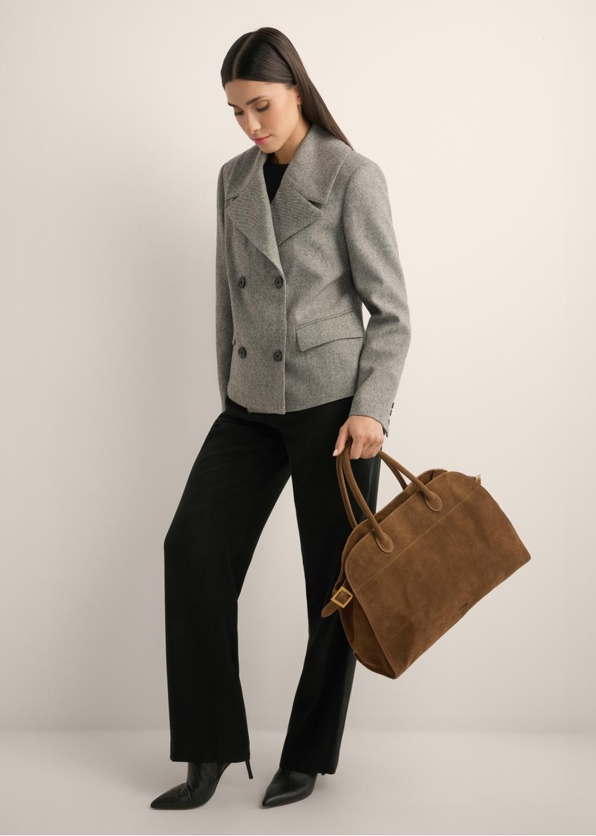 Koniakowa skórzana torebka damska typu shopper TORES-1412-1F(Z26)