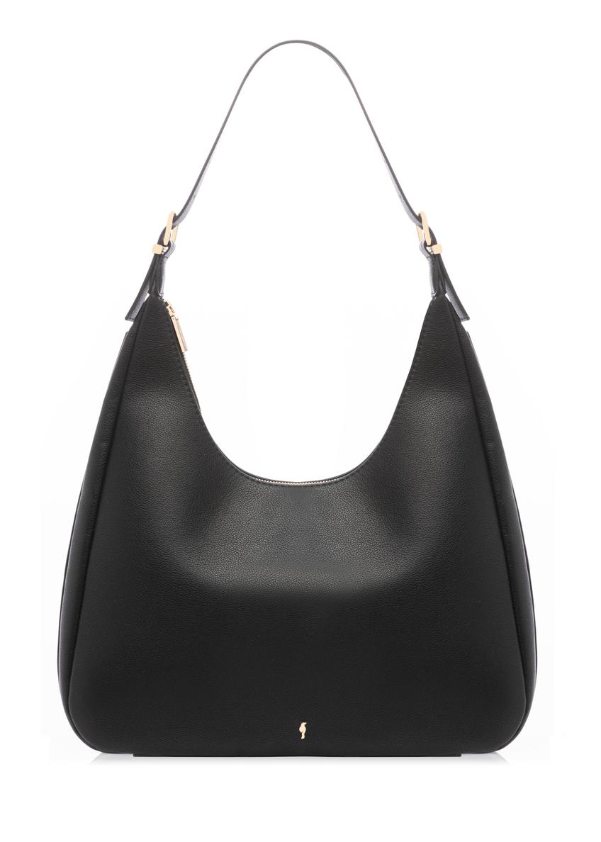 Czarna torebka damska shopper TOREC-1238-99(W26), widok produktu z przodu na białym tle.
