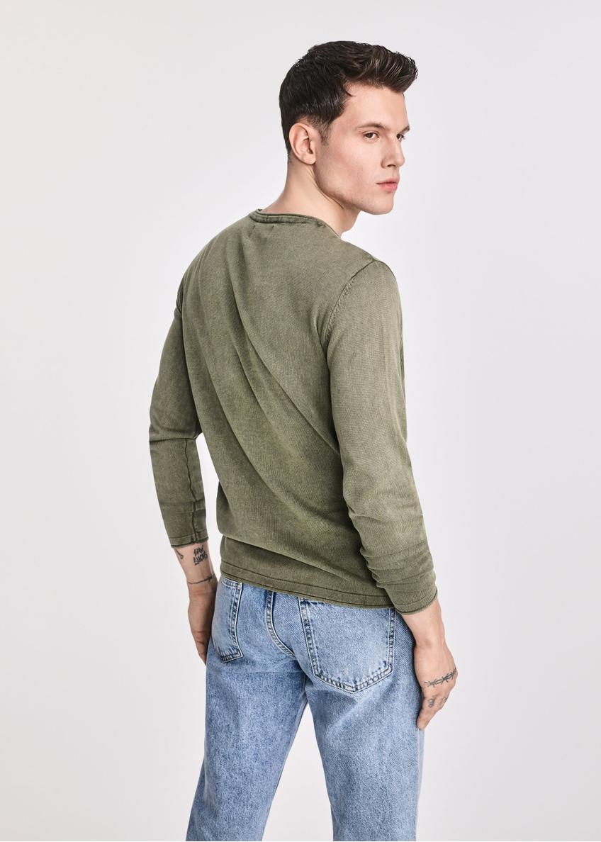 Bawełniany sweter męski w kolorze khaki SWEMT-0100-51(W25)