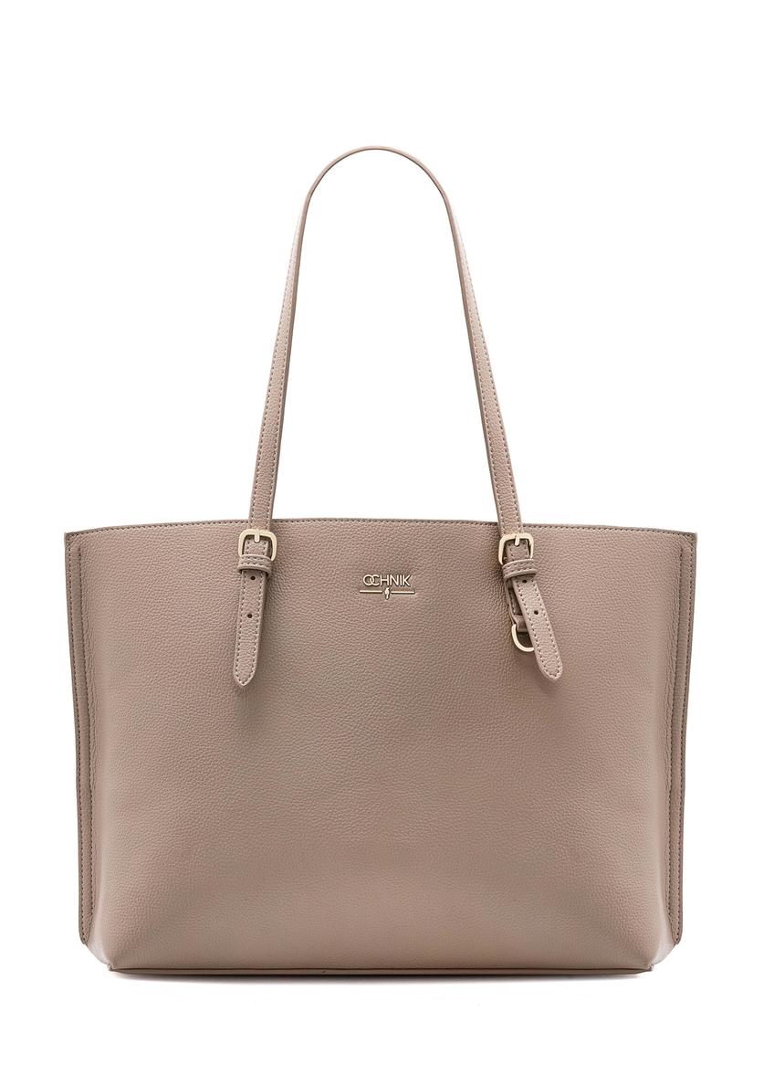 Beżowa duża torba shopper TOREC-1088-81(Z25)