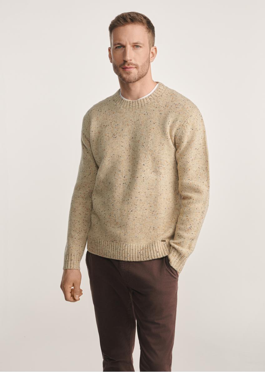 Beżowy sweter męski z wełną SWEMT-0173-24(Z25)