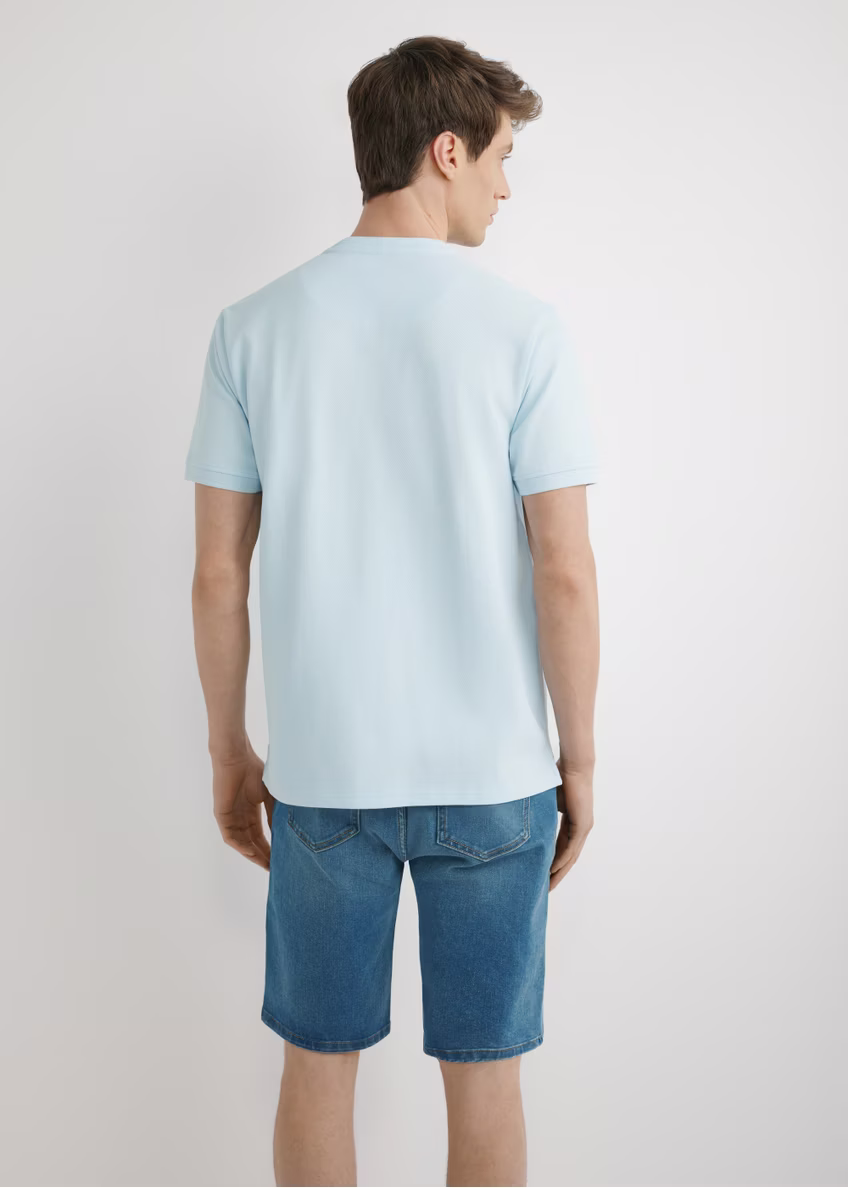 Jasnoniebieska męska koszulka polo POLMT-0095-7A(W26)
