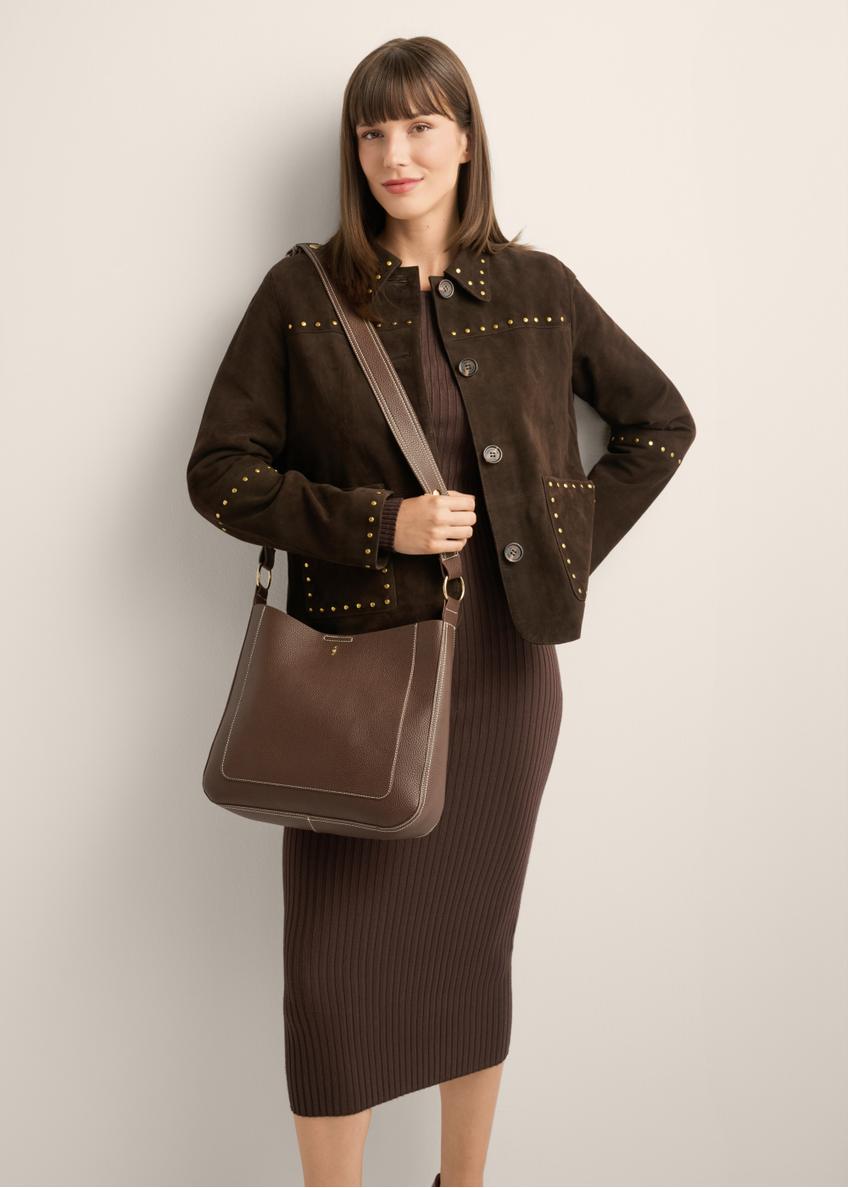 Brązowa torebka damska hobo TOREC-1257-1H(Z26)