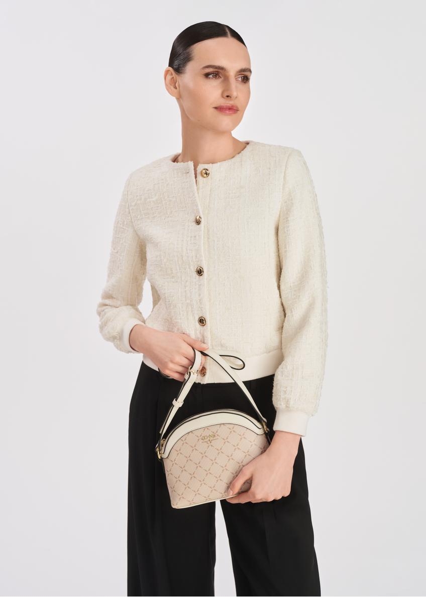Beżowa listonoszka półokrągła z monogramem TOREC-1025-81(W25)