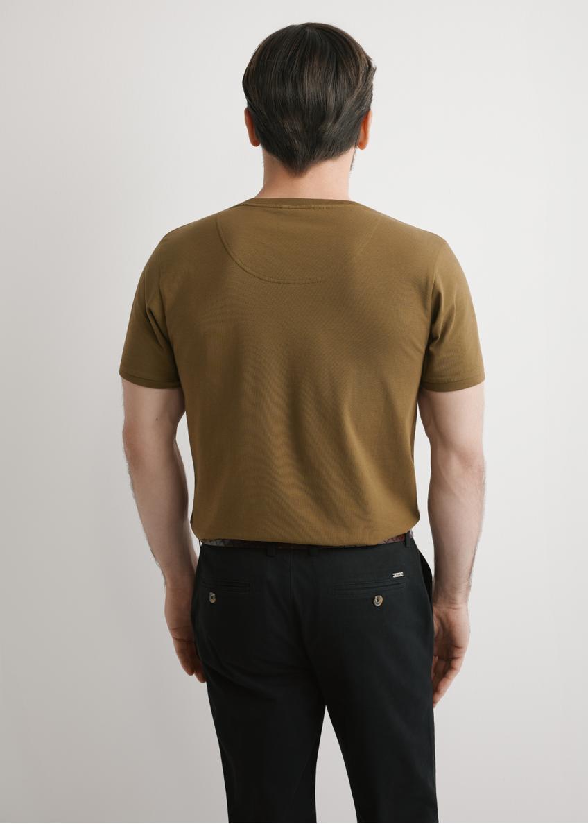Bawełniany T-shirt męski w kolorze khaki TSHMT-0088-8D(W26)