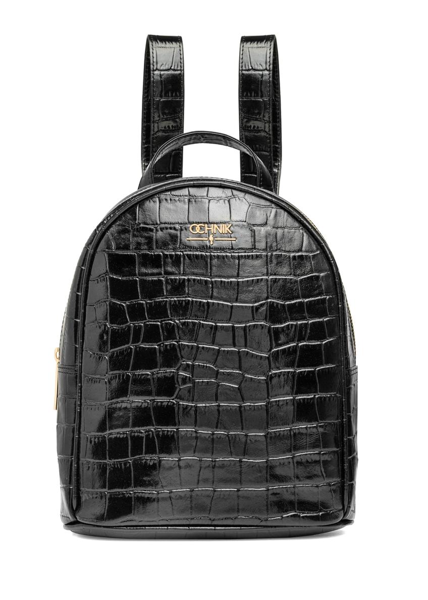 Czarny skórzany plecak damski croco TORES-1236-9G(W26)
