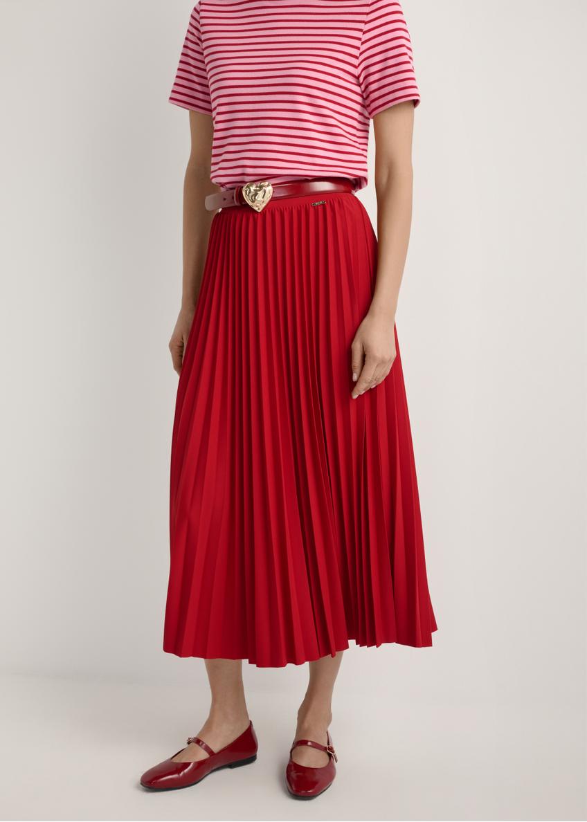 Czerwona plisowana spódnica midi SPCDT-0096-4B(W26)