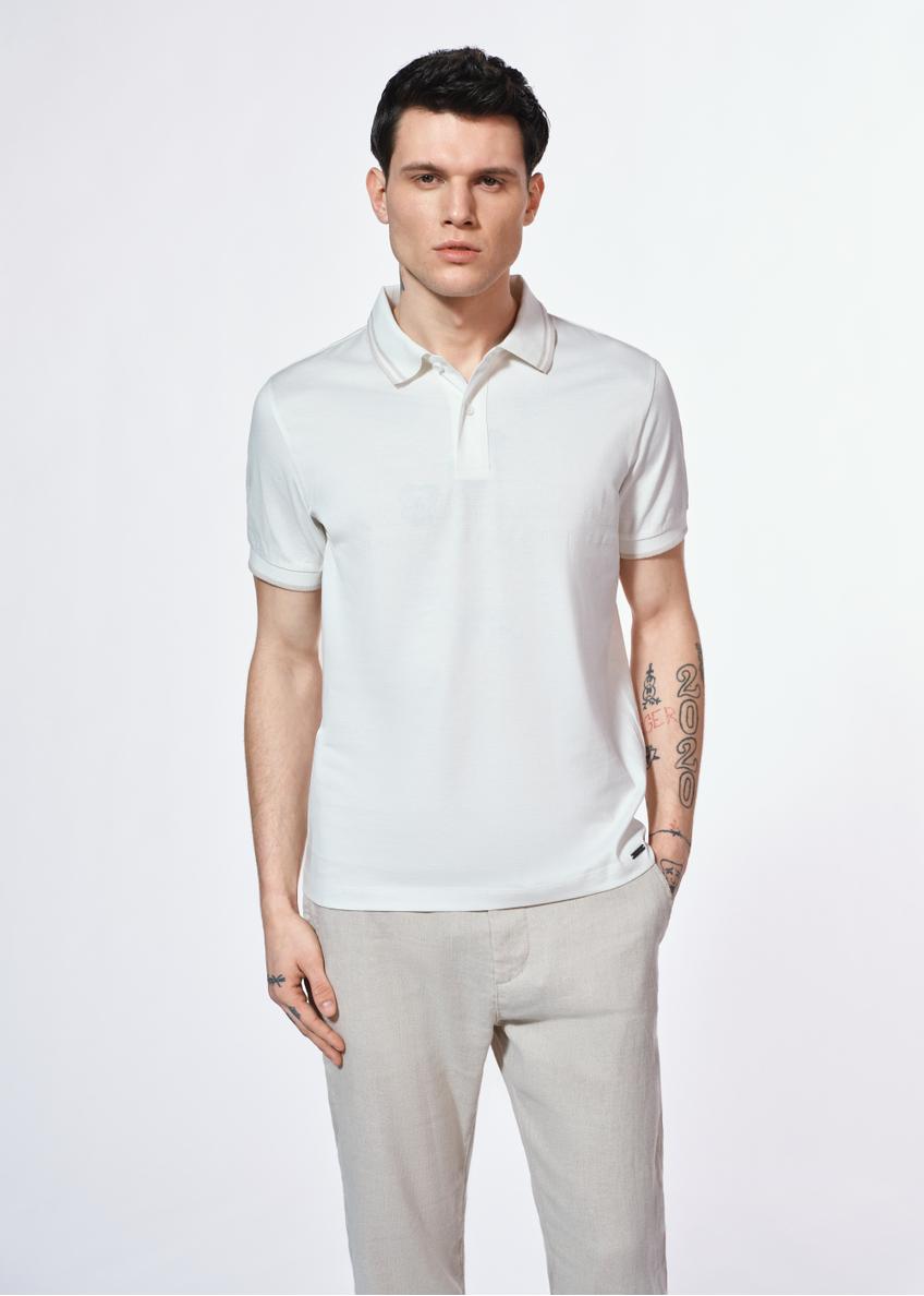 Biała koszulka polo z bawełny POLMT-0077-12(W25)