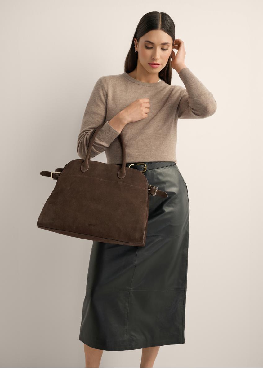 Ciemnobrązowa skórzana torebka damska typu shopper TORES-1412-1H(Z26)