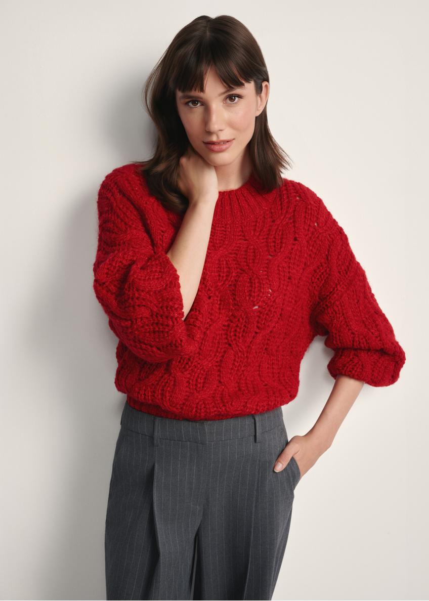 Czerwony sweter damski z domieszką wełny SWEDT-0236-42(Z25)