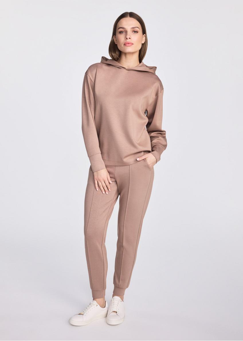 Kamelowa bluza damska z kapturem BLZDT-0097A-24(W25)-01