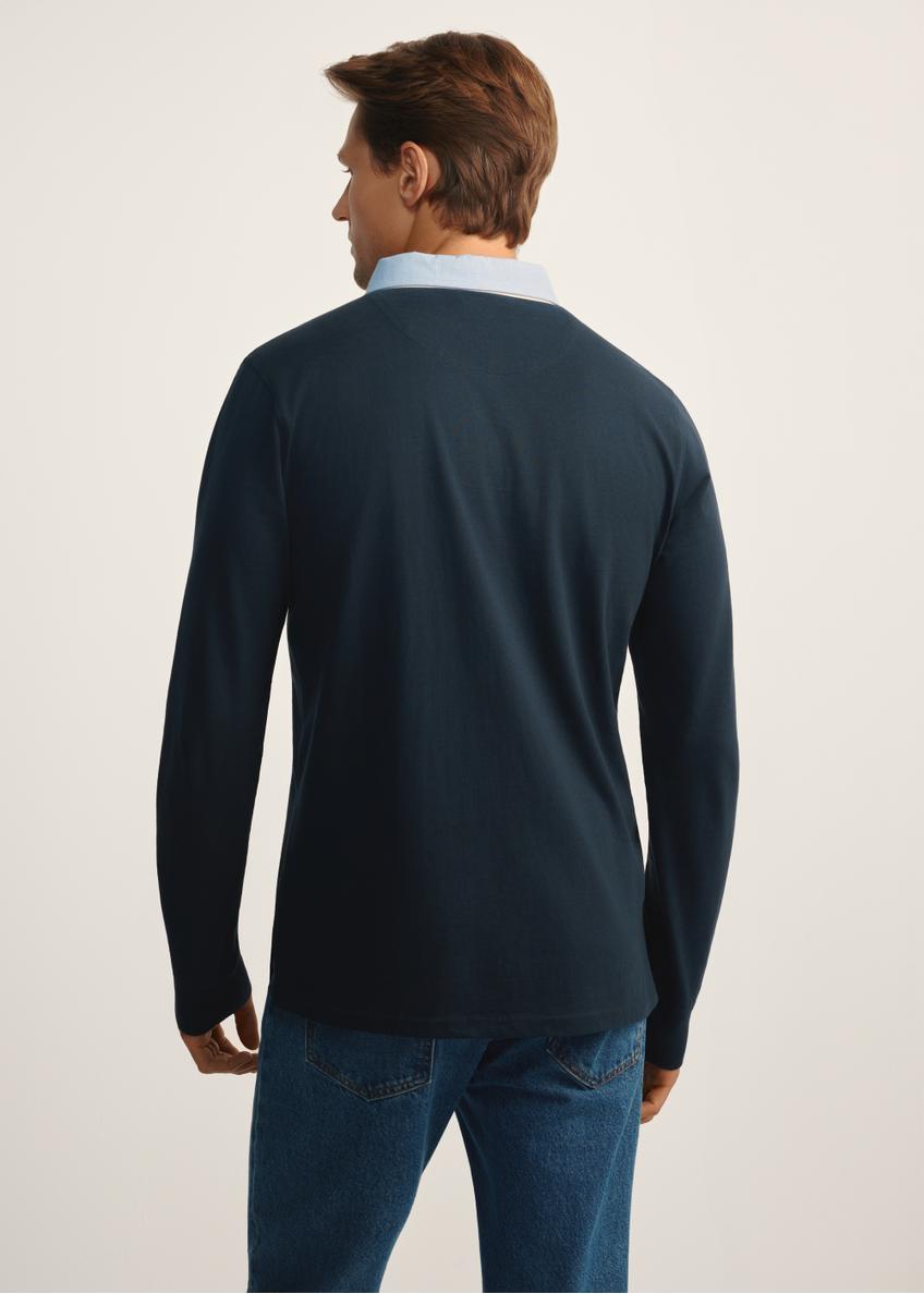 Granatowy longsleeve męski z kołnierzykiem LSLMT-0009-68(Z25)