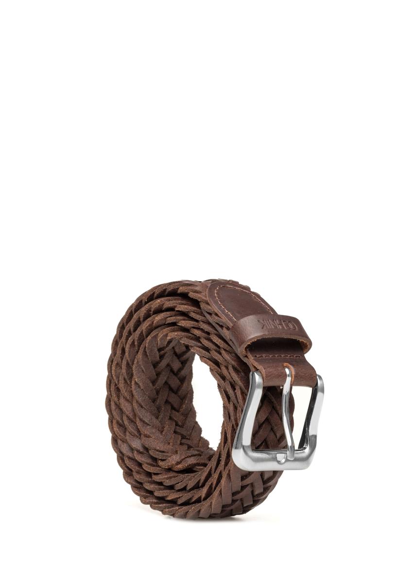 Brązowy pleciony pasek męski PASMS-0283-1I(W26)