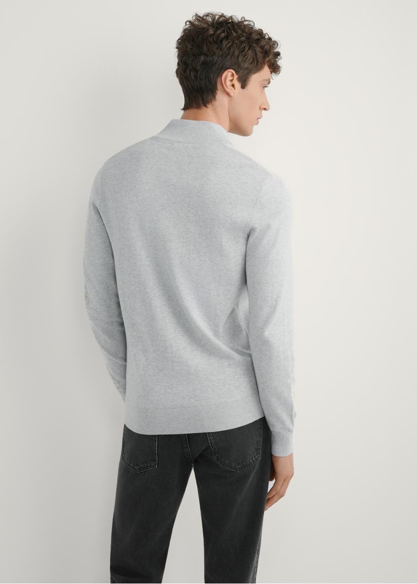 Jasnoszary sweter męski z suwakiem SWEMT-0190-9A(W26)