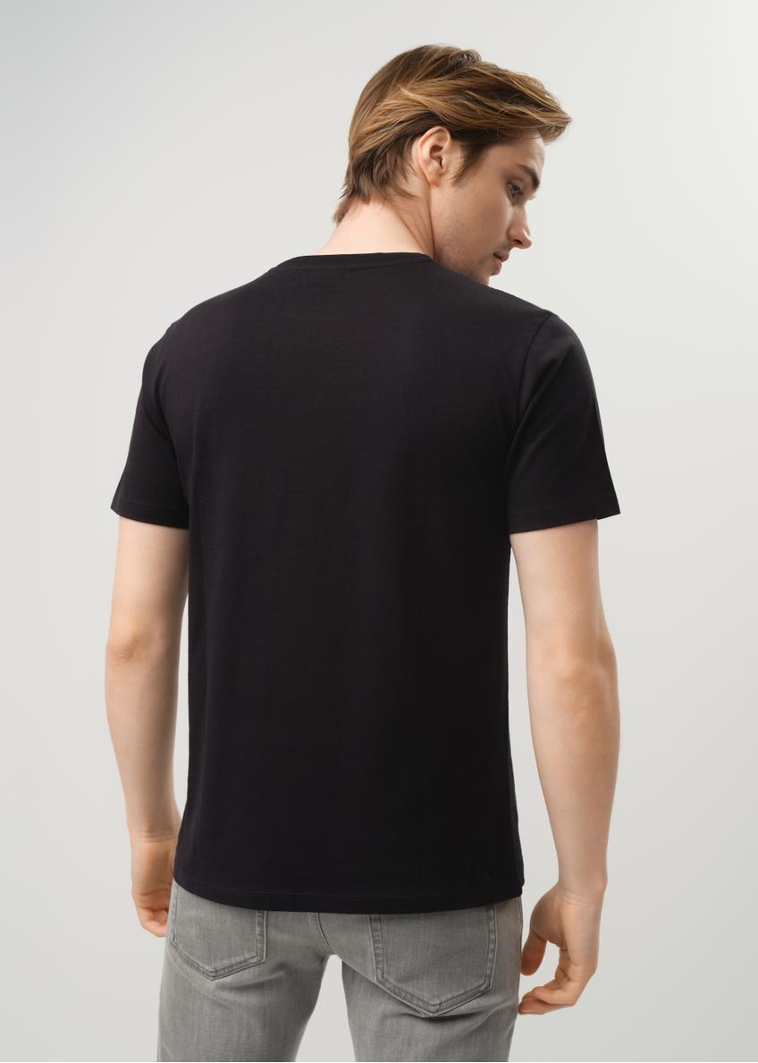 Czarny T-shirt męski z logo TSHMT-0094-99(Z24)
