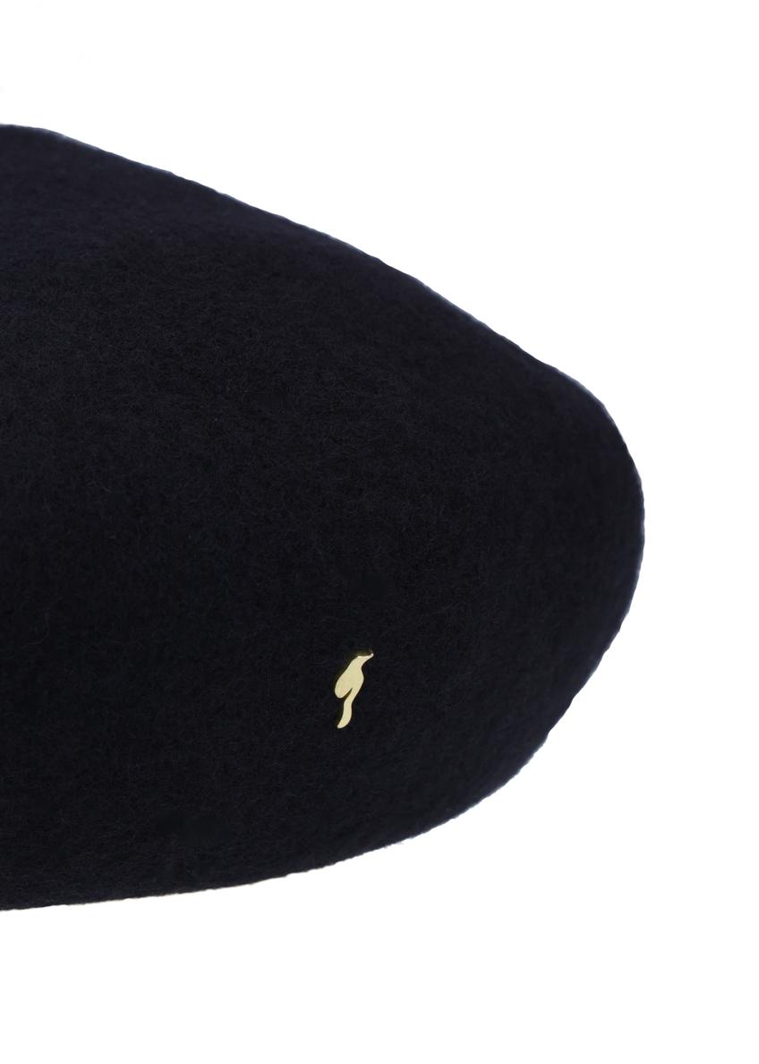 Czarny wełniany beret damski CZADT-0234-99(Z26)